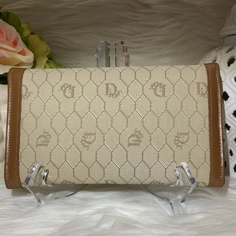 Christian Dior Vintage Honeycomb Long Wallet With COA
